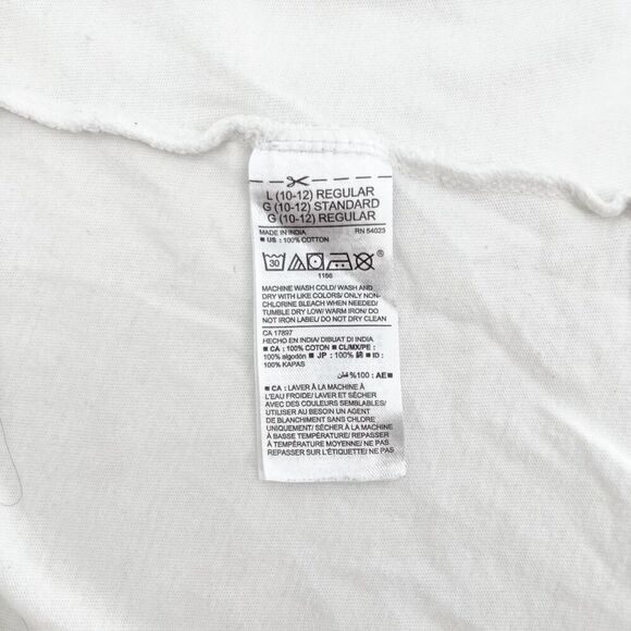 Old Navy Long Sleeve Top Girls Kids L White Relaxed Fit Curved Hem Soft Casual - Picture 4 of 4